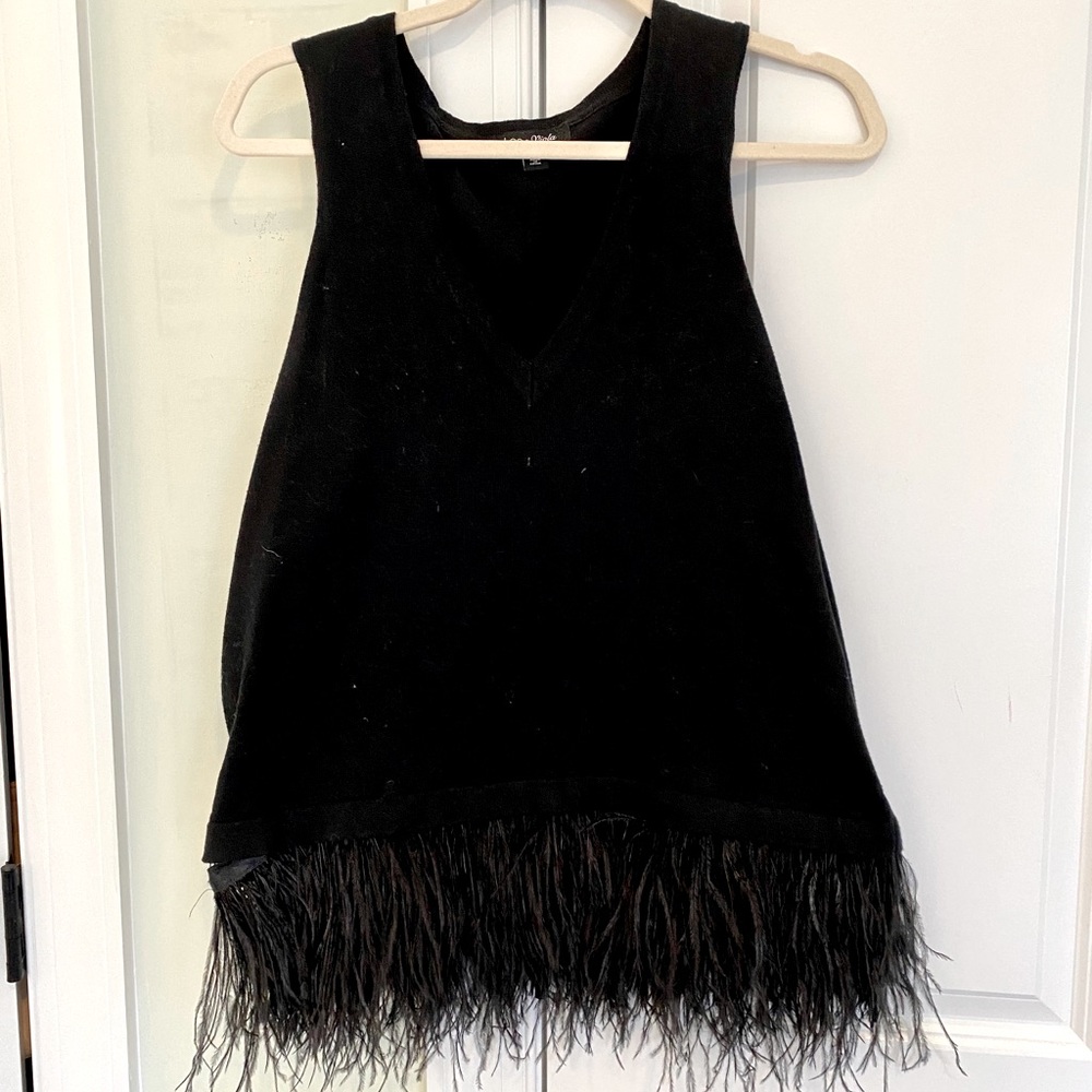 Lea & Viola Removable Fringe Black Tank